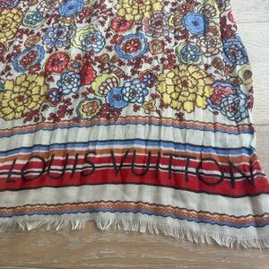 Louis Vuitton Floral Multicolor Striped Logo Scarf